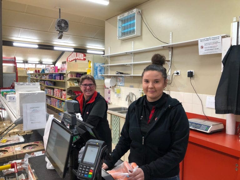 Mel and Jess at the Leigh Creek IGA